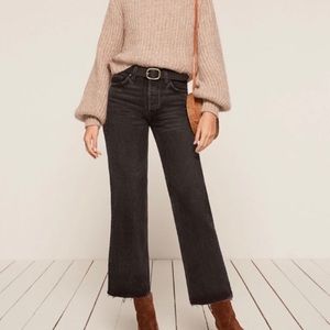 Reformation wide leg black denim